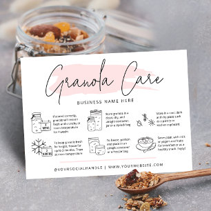 Granola Care Card Modern Pink Watercolor Visitenkarte