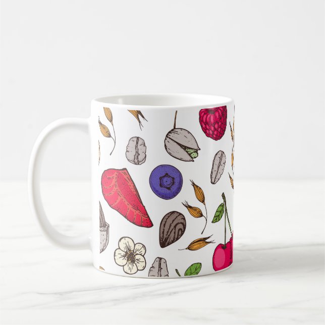 Granola,  muesli seamless pattern. Oat flakes hand Kaffeetasse (Links)