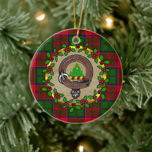 Grant Clan Abzeichen & Tartan Personalisiert Xmas Keramik Ornament