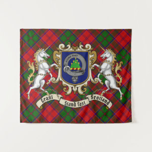 Grant Clan Abzeichen & Unicorns w/Tartan  Wandteppich
