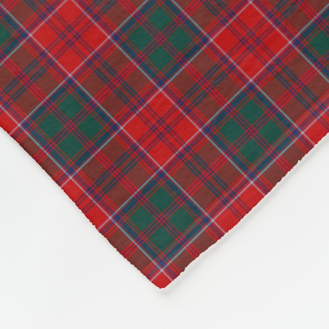 Grant Clan Red, Green und Blue Tartan Fleecedecke (Ecke)