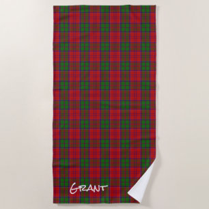 Grant Clan Tartan Plaid Beach Towel Strandtuch