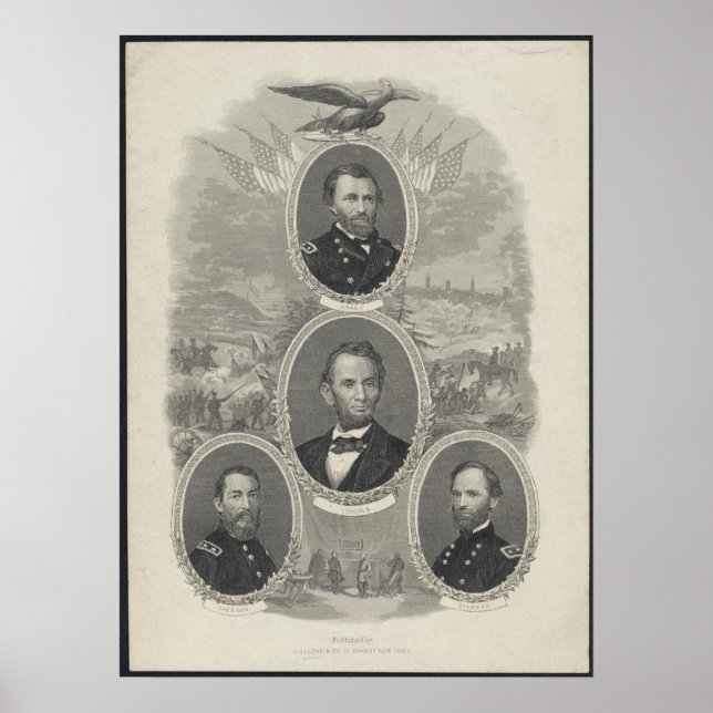 Grant, Lincoln, Sheridan, Sherman Poster (Vorne)