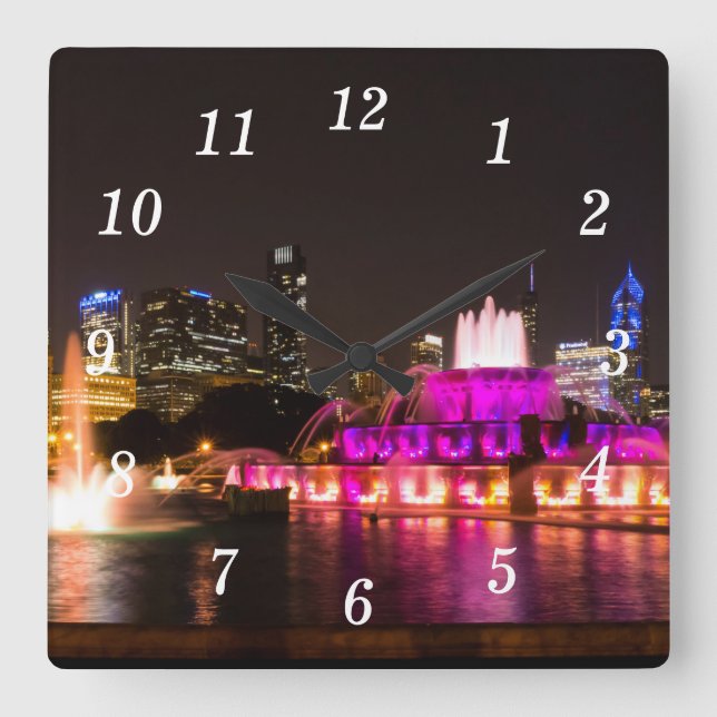 Grant Park Chicago Wall Clock Quadratische Wanduhr (Vorderseite)