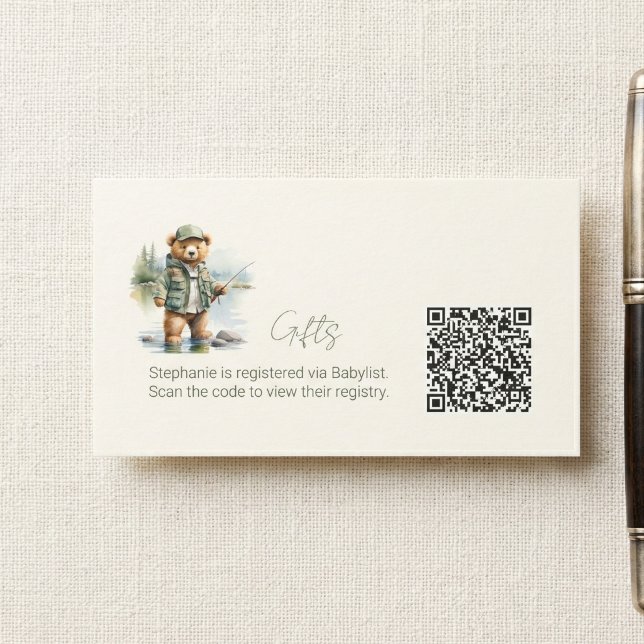 Grant Registry QR Code Niedlich Fishing Teddy Bear Begleitkarte (Von Creator hochgeladen)