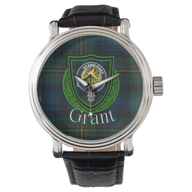 Grant Scottish Clan Tartan & Crest Armbanduhr (Vorderseite)
