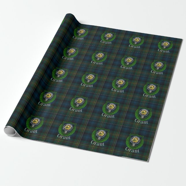 Grant Scottish Clan Tartan & Crest Geschenkpapier (Ungerollt)