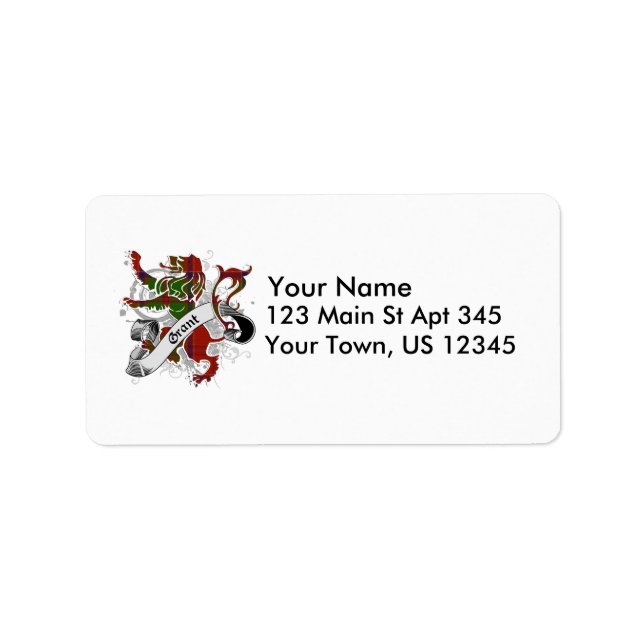 Grant Tartan Lion Adressaufkleber (Vorne)