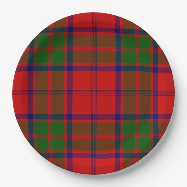 Grant tartan red green kariert pappteller (Vorderseite)