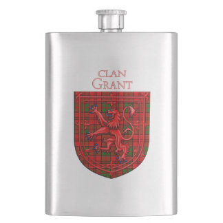 Grant Tartan Scottish Plaid Lion Rampant Flachmann