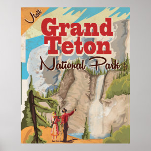 Grant Teton Nationalpark Vintage Reiseplakat Poster