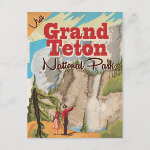 Grant Teton Nationalpark Vintage Reiseplakat Postkarte