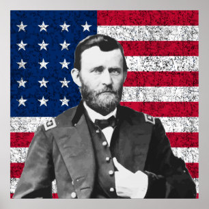 Grant und die amerikanische Flagge Poster