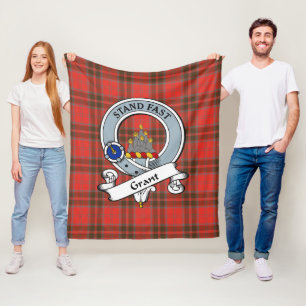 Grant Weathered Clan Abzeichen Tartan Kariert Fleecedecke