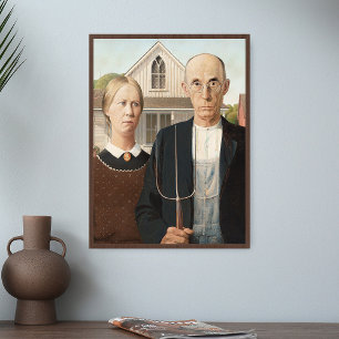 Grant Wood American Gothic Painting Art Print Poster