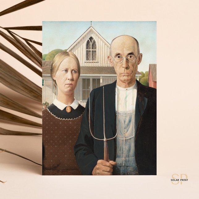 Grant Wood American Gothic Painting Art Print Postkarte (Von Creator hochgeladen)