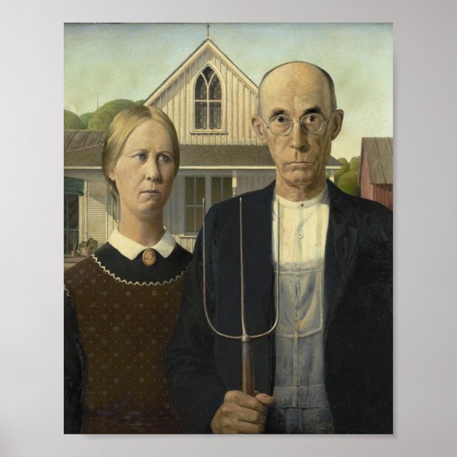 Grant Wood - American Gothic Poster (Vorne)