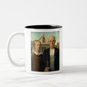 Grant Wood American Gothic Zweifarbige Tasse