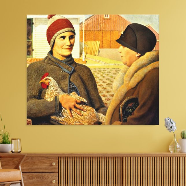 Grant Wood - Bewertung, Kunstmalerei Leinwanddruck (Insitu (Wohnzimmer))