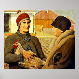 Grant Wood - Bewertung, Kunstmalerei Poster