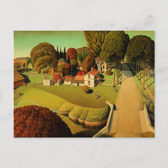 Grant Wood - Der Geburtsort von Herbert Hoover Postkarte (Vorderseite)