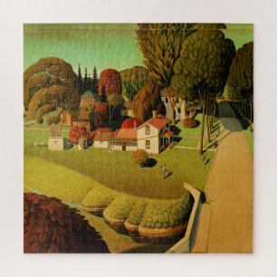 Grant Wood - Der Geburtsort von Herbert Hoover Puzzle