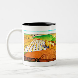 Grant Wood Fall Plows Zweifarbige Tasse