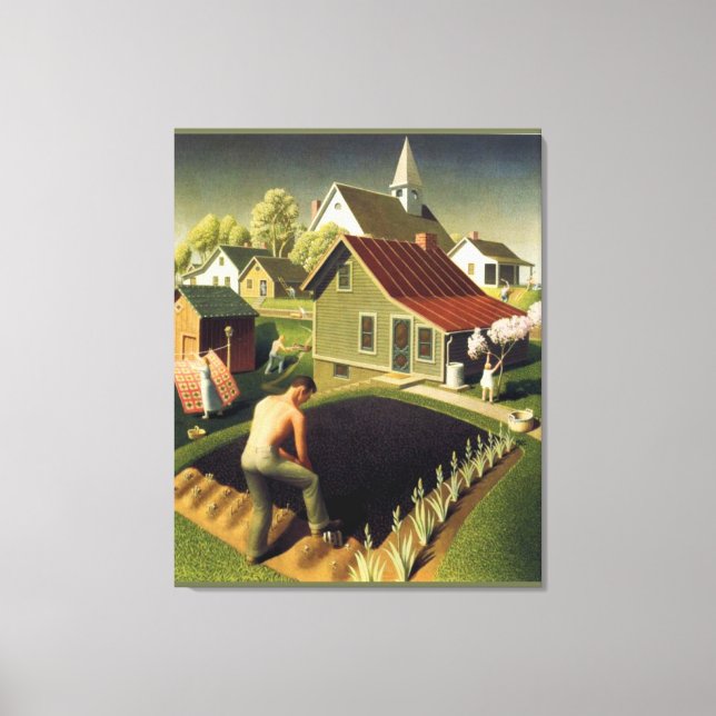Grant Wood - Frühling in der Stadt Canvas Print Leinwanddruck (Vorderseite)