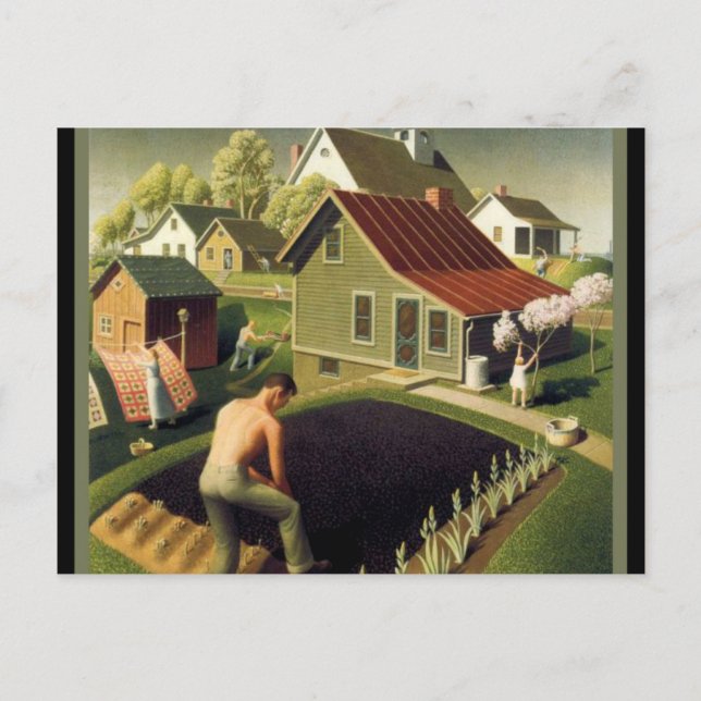 Grant Wood - Frühling in der Stadt Postkarte (Vorderseite)