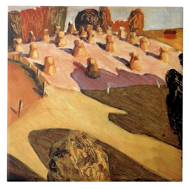 Grant Wood, Iowa View, berühmtes Bild Fliese (Vorderseite)