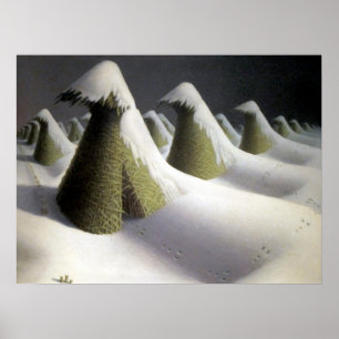 Grant Wood Januar Winter Heuschober Fine Art Poster
