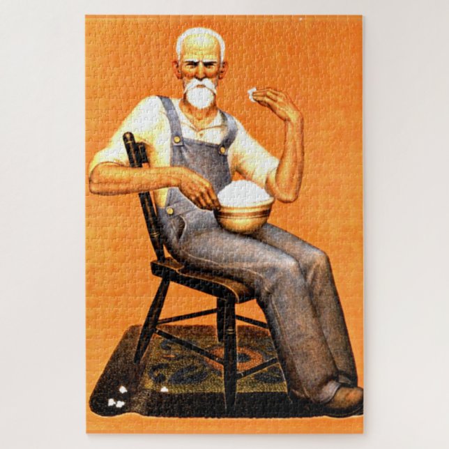 Grant Wood - Opa frisst Popcorn Puzzle (Vertikal)