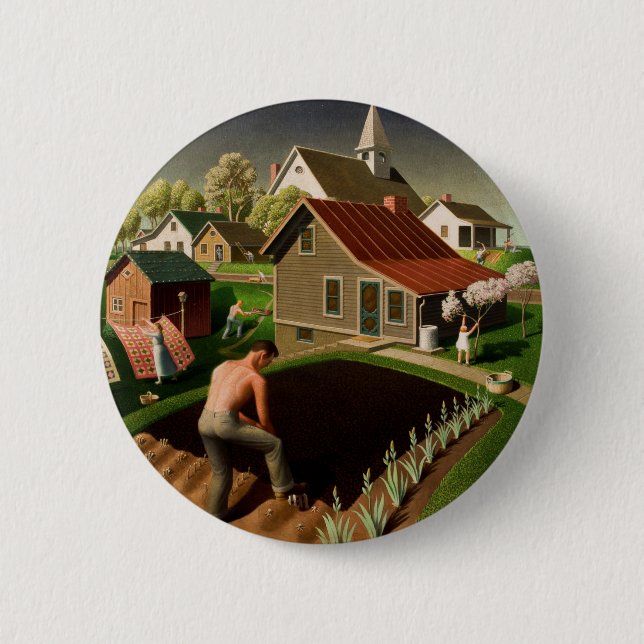 Grant Wood Spring in Town (1941) Button (Vorderseite)