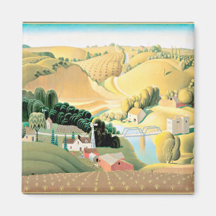 Grant Wood - Stone City, Iowa, Fine Art, Magnet