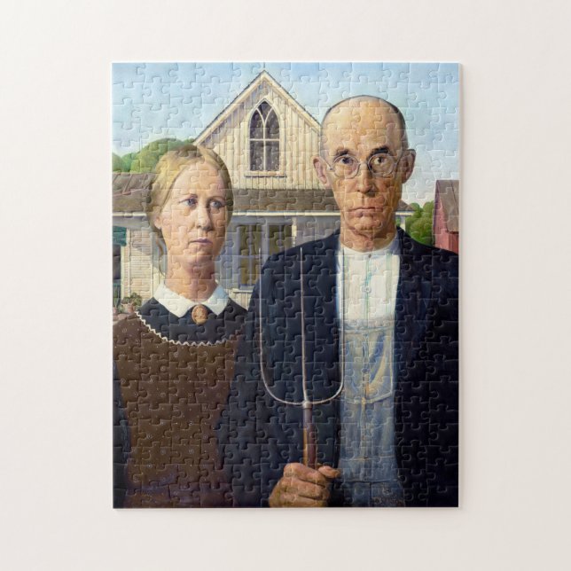 Grant Wood's American Gothic (1930) Puzzle (Vertikal)