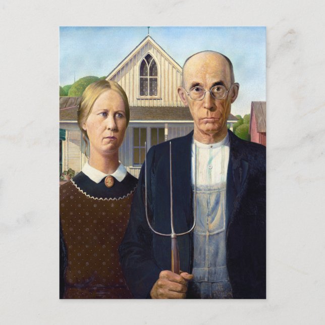 Grant Woods American Gothic  Postkarte (Vorderseite)