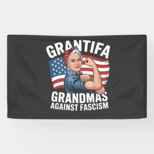 Grantifa Oma gegen Faschismus Kein König USA Banner