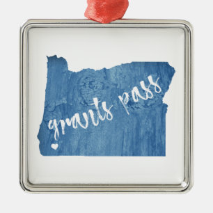 Grants Pass Oregon Wood Grain Ornament Aus Metall