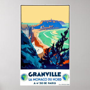 Granville, Frankreich, Monaco im Norden, Vintag Poster