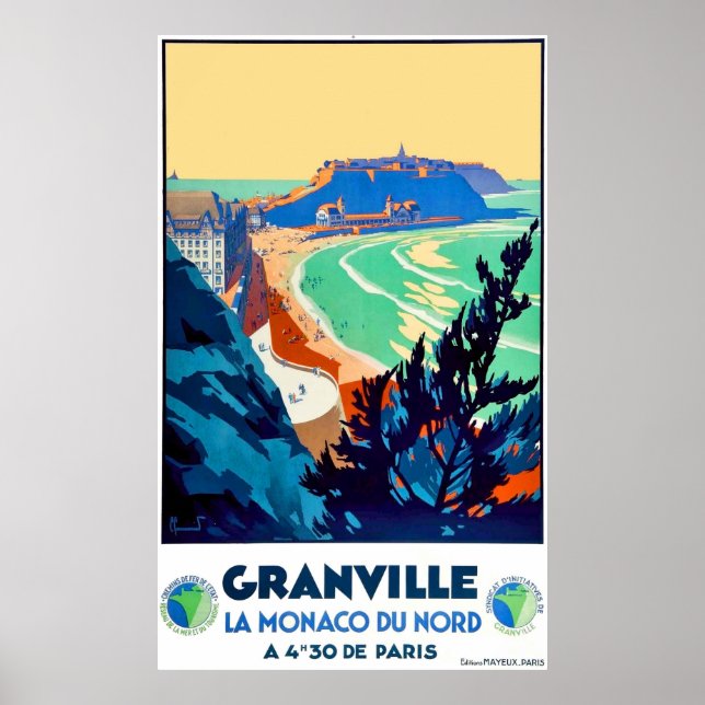 Granville, Frankreich, Monaco im Norden, Vintag Poster (Vorne)