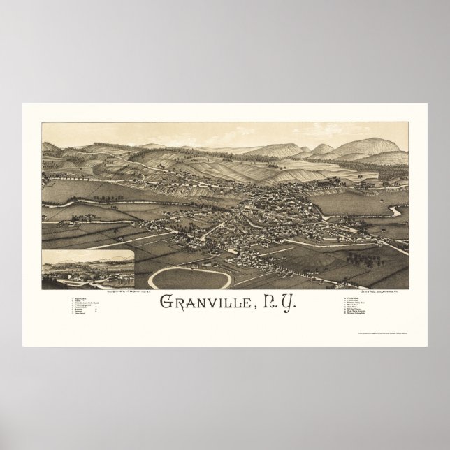 Granville, NY Panoramic Map - 1886 Poster (Vorne)
