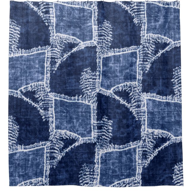 Grap für den indigo-dyed Effect überprüft Patchwor Duschvorhang (Vorderseite)