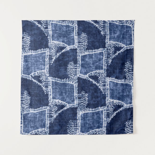 Grap für den indigo-dyed Effect überprüft Patchwor Wandteppich (Vorderseite)