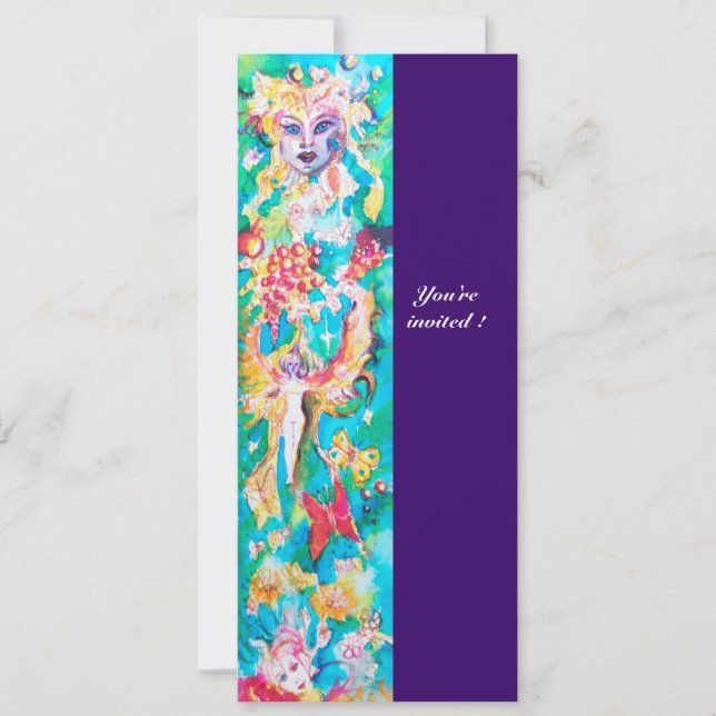 GRAPE FAIRE TALE lila blaues fuchsienrosa Einladung (Vorderseite)