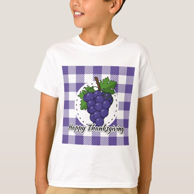 Grape on Violet Plaid - Happy Thanksgiving T-Shirt (Vorderseite)