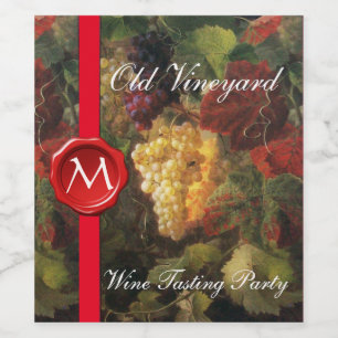 GRAPE VINEYARD WIND Siegel-Monogramm MASTIEREN Weinetikett