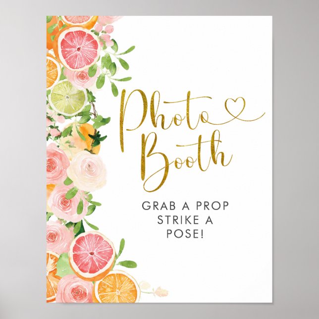 Grapefruit Citrus Brautparty Foto Stand-Zeichen Poster (Vorne)