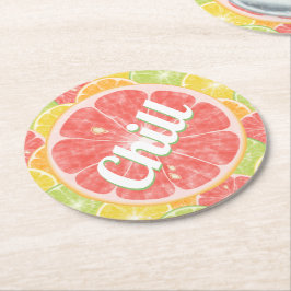 Grapefruit Citrus Slices Chill Runder Pappuntersetzer
