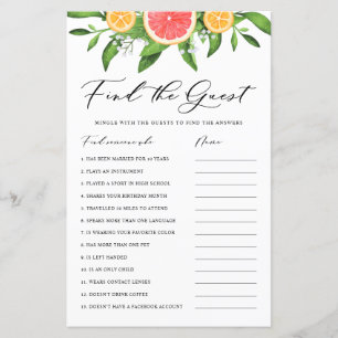 Grapefruit Finde Gast Brautparty Game