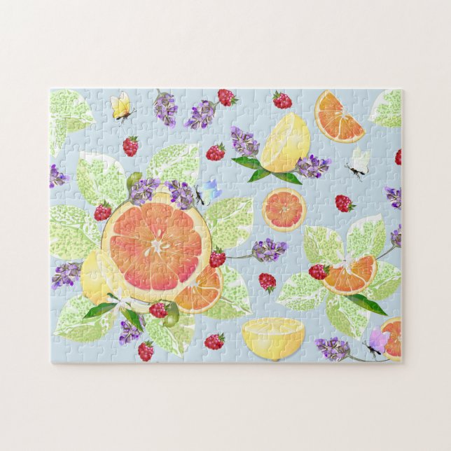 Grapefruit Lemon Orange Raspberry Citrus Frucht Mi Puzzle (Horizontal)
